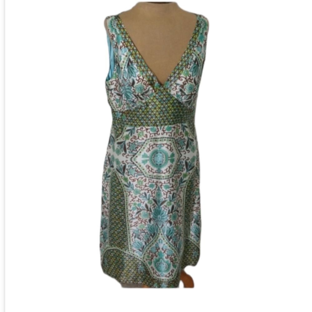 Nicole Miller Scarf Print Silk Retro Y2K Shift Dress